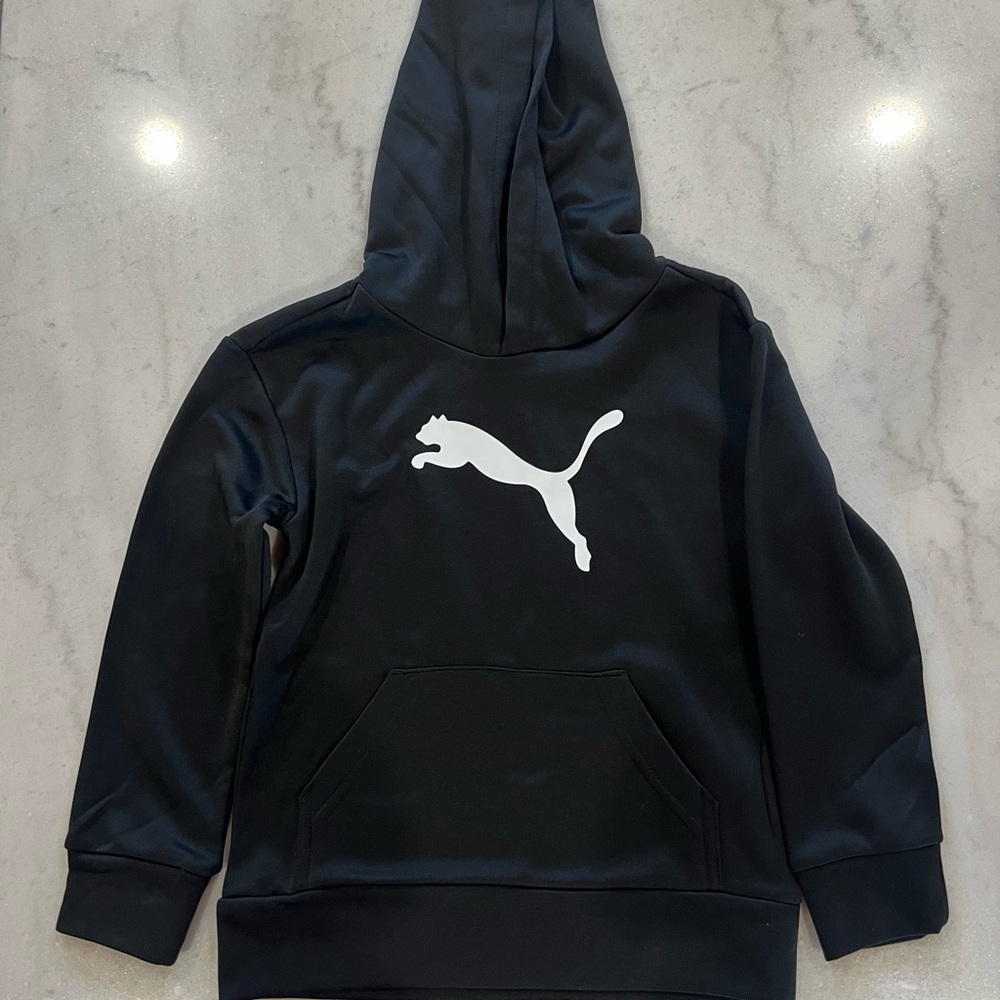 Puma Kids Black Hoodie with White Logo